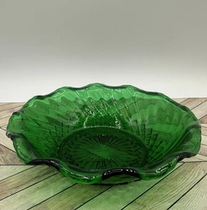 1950er Anchor Hocking Smaragdgrün Starburst Glas Fuß Servierschale Schüssel 6,5" - Bild 1 von 6