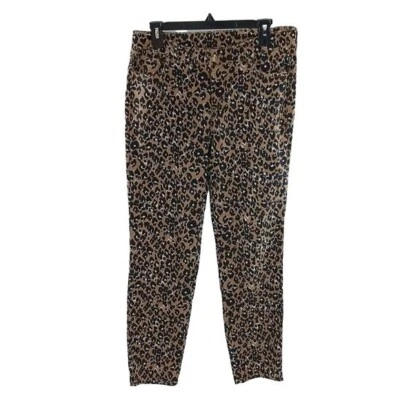Pantalones de mezclilla Adrienne Vittadini para mujer talla 6 marrón negro estampado de leopardo calce ajustado Foto 1 de 4