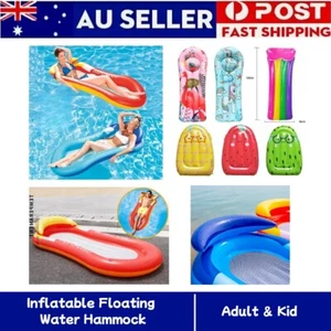 Floating Water Hammock Inflatable Float Pool Lounge Bed Sea Beach Swimming Chair - Picture 1 of 57
