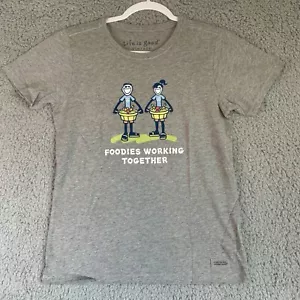 Life Is Good Womens Foodies Working Together Short Sleeve T-Shirt Grey Small NWT - Picture 1 of 10