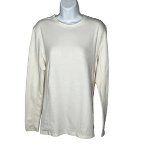 The North Face Shirt Tee Men’s Size S Long Sleeve Terry Crew Cream Logo NEW Soft - Picture 1 of 6