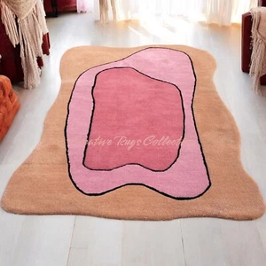 Moderner Abstrakter Flächenteppich Rosa und Rose Teppich Unregelmäßige Form Teppich Modern Design Rug - Bild 1 von 7