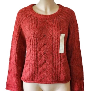 Universal Thread Women's Cable Knit Sweater Flared Sleeves Cropped - Picture 1 of 8