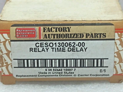 Carrier CESO130062-00 Relay Time Delay CEBD430401-01C Parker HN67XZ210 - Image 1 of 4