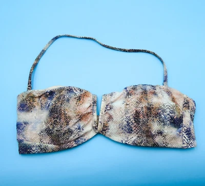 Victorias Secret Medium Snake Print Padded Bandeau Cutout Bikini Top Swimwear VS - Image 1 of 4