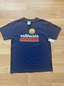 Youth Boy Graphic T-shirt CALIFORIA sign & golden sun S Blue - Picture 1 of 3