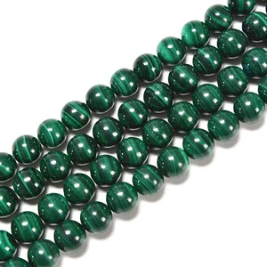 Natural Malachite Smooth Round Beads 6mm 7mm 8mm 10mm 12mm 15.5" Strand - Picture 1 of 3