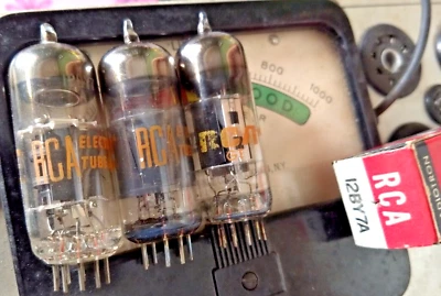 3 tubos de vacío de electrones amplificador de radio RCA 12BY7A EICO 625 probado FUERTE Foto 1 de 4