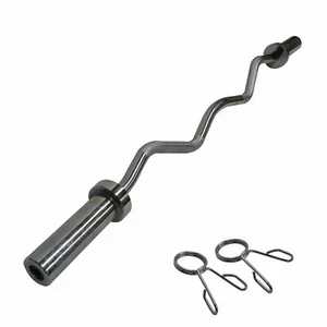 120cm Chrome Olympic Ez Curl Bar Barbell Weight Bar -2 Free Spring Collars - Picture 1 of 6