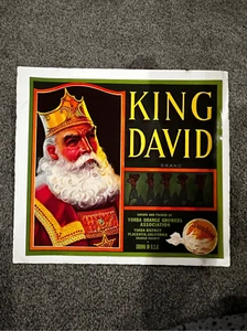 Sunkist Oranges Vintage Box Label -King David-Advertising Ephemera Gum Paste - Foto 1 di 6