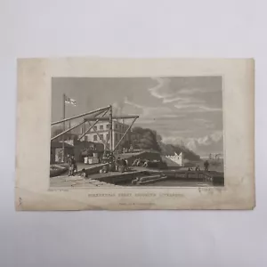 Antique 1829 Birkenhead Ferry Opposite Liverpool Engraving Print - Picture 1 of 4
