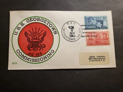 USS GEORGETOWN AG-165 Naval Cover 1963 COMMISSIONED Cachet w/ jacket patch - Image 1 of 2