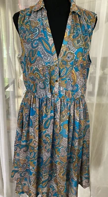 Vestido feminino H&M Business Career transparente paisley fit alargado tamanho 14 - Imagem 1 de 4