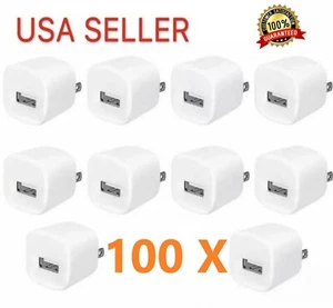 100x 1A USB Wall Charger Power Adapter AC Home Plug for Apple Samsung universal - Picture 1 of 1