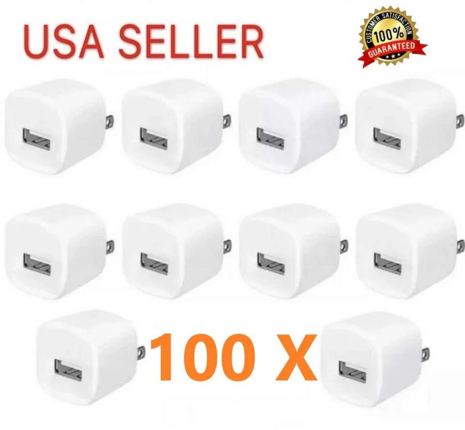 100x 1A USB Wall Charger Power Adapter AC Home Plug for Apple Samsung universal - Image 1 of 1