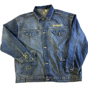 Vtg 90's ROCAWEAR Blue Jean 4 Pocket DENIM Shirt HiP HoP Y2K Streetwear Jacket - Picture 1 of 12
