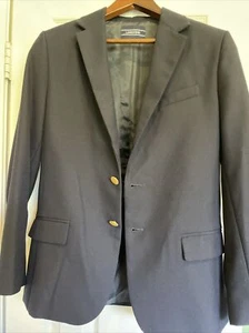 Lands’ End Boy's Blazer Jacket Navy Blue 45% Wool Lined Brass Buttons Size 16 - Picture 1 of 10