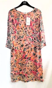 Summer, Sherbet-Pink Midi Floral Dress Size 'M' - Picture 1 of 8