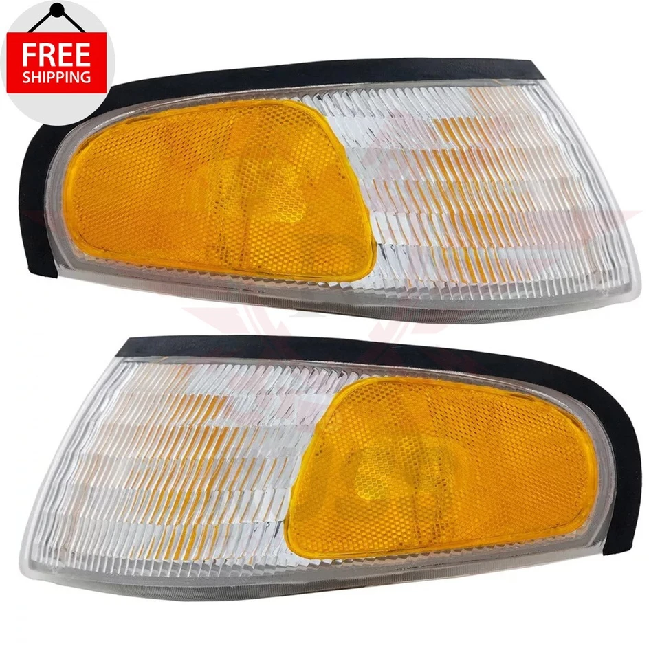 New Front Corner Light Driver and Passenger Side Set Fits 1994-1998 Ford Mustang Foto 1 de 4