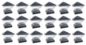 Set of 18 Matte Black Color Square Solar Light Post Cap PVC Fence Style - Picture 1 of 8