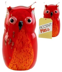 ESCULTURA DE VIDRIO DE ARTE BÚHO ROJO DE DISEÑO ** Pisapapeles ** NUEVO EN CAJA - Imagen 1 de 12