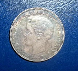 1897 PHILIPPINES SILVER 1 UN PESO- ALFONSO XIII VERY NICE #MISO - Picture 1 of 5