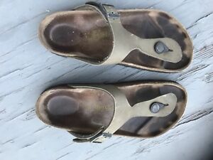 BIRKENSTOCK Thong Birko-Flor Footbed Sandals, Women's Size 36 Taupe