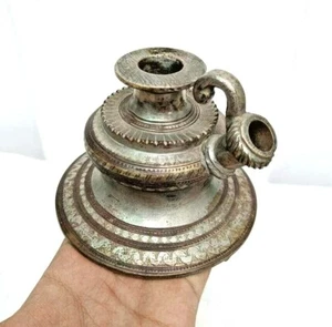 1900's Old Vintage Antique Brass Rare Silver Plated Fine Engraved Hookah Pot - Picture 1 of 11
