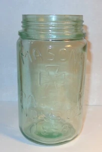 ALTES VINTAGE GRÜNLICH-BLAUES GLAS MAURERPATENT NOV. 30. 1858 PINT EINMACHGLAS - Bild 1 von 9