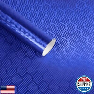 Lypumso Honeycomb Carbon Fiber Vinyl Wrap, Chrome Hexagon Cast Vinyl Film for - Picture 1 of 5