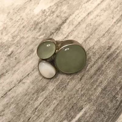 Silpada Sterling Silver Green Serpentine Stone Mother of Pearl Ring R2164 SIZE 8 - Image 1 of 4