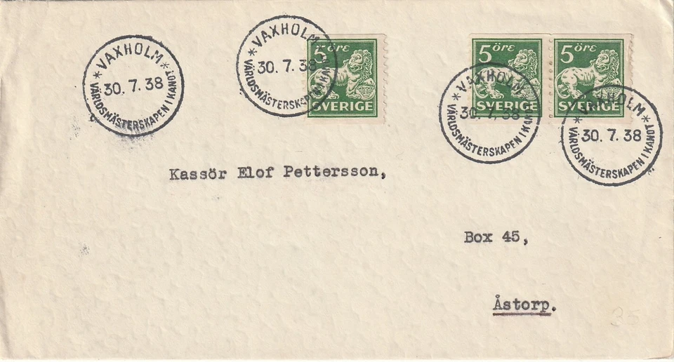 SUECIA: Cubierta Campeonatos Mundiales Piragüismo 1938. Foto 1 de 1