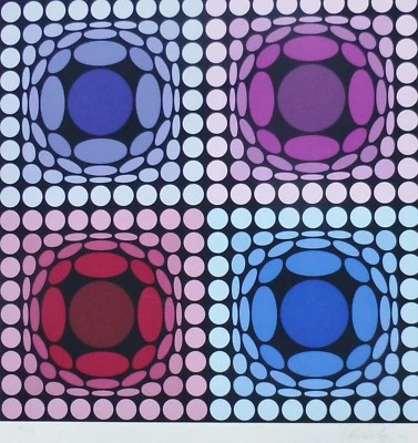 Victor Vasarely Stri-Arct II 1977 Handsigniert 209/250 Siebdruck Abstrakte Op - Bild 1 von 4