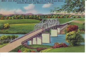 Newport and Morristown Tennessee c1940's Bridge, French Broad River, U S Highway - Picture 1 of 2