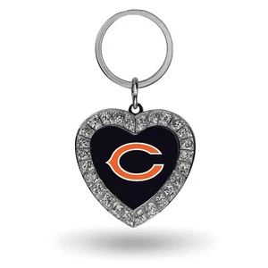 Chicago Bears Rhinestone Heart Key Chain - Picture 1 of 1