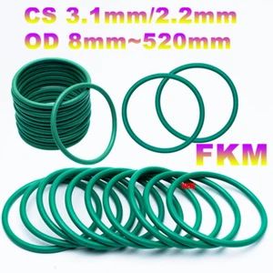 Green Fluorine Rubber FKM O Rings Seal Metric 3.1/2.2mm Cross Section 8~520mm OD - Picture 1 of 16