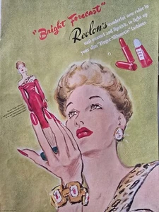 1943 Revlon Bright Forecast Rojo Esmalte de uñas Arte cosmético Anuncio de colección - Imagen 1 de 1