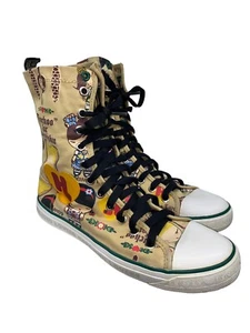 Harajuku Lovers High Top Sneakers Gwen Stefani Women's Sz 6 US/37 Euro Tan w/Art - Picture 1 of 16