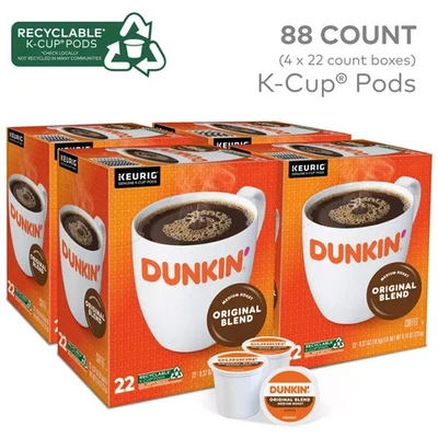 Dunkin Original Blend Medium Roast K Cup Coffee Pods - 88 Count - Image 1 of 4