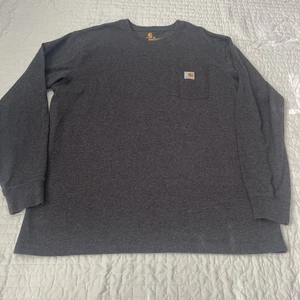 Carhartt Mens Work T Shirt Original Fit XL Long Sleeve Pocket Graphic Spellout - Picture 1 of 7