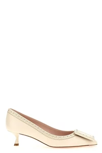 Roger Vivier Viv Pumps In The City White/Beige Leather 45mm Pumps New &Authentic - Picture 1 of 4