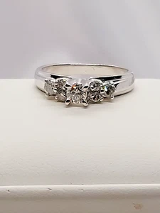 Vintg MCM Platinum .50ct 7 Tapered Diamond 50's Engagement Ring Sz5.75 623OSSABG - Picture 1 of 20