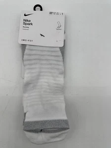 NEW ONE PAIR NIKE SPARK RUNNING CUSHIONED NO SHOW DRI FIT SOCKS 10-11.5 L WHITE - Picture 1 of 2