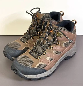 Merrell Moab 2 Mid Waterproof Hiking Boots Youth 6M Earth Brown Suede Mesh Grip - Picture 1 of 17