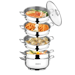 Kaufbei BEM 30 cm Dampfgarer Dampfkocher Mantowarka Mantykocher Edelstahl Deckel - Bild 1 von 8