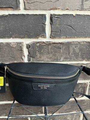 NWT Kate Spade New York  Hudson Pebbled Leather Belt Bag Crossbody Black - Image 1 of 4