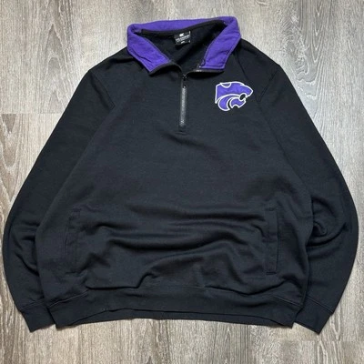 Suéter masculino Kansas State Wildcats vintage 1/4 zíper preto XXL faculdade NCAA - Imagem 1 de 4