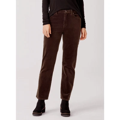 Eileen Fisher Petite M Stretch Corduroy Straight Leg Pants High Rise Crop Brown  - Image 1 of 4