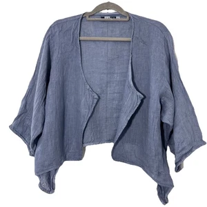 Top chal Blue Fish para mujer 0 azul 100 % lino manga 3/4 asimétrico Lagenlook - Imagen 1 de 6