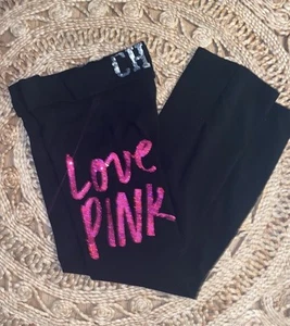 Victoria’s Secret Pink CHICAGO Yoga Bling Sequin Foldover Leggings M Y2K Retro - Picture 1 of 4
